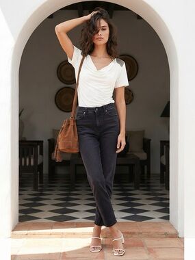 Miroa NWI Long Tee Top with beads detail very soft and comfy.